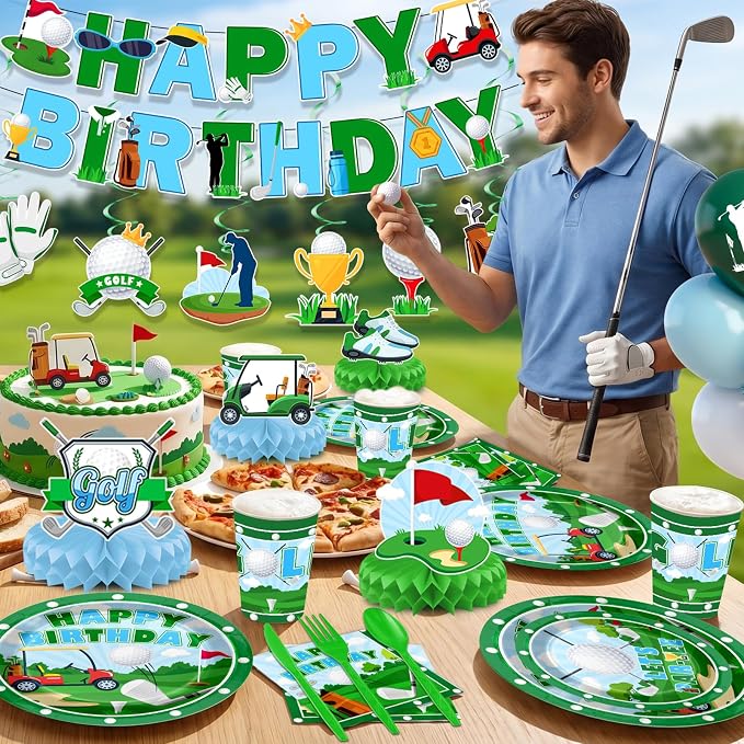 Golf Birthday Decorations Serve 24 Masters Party Supplies | Golf Plates - Image 6