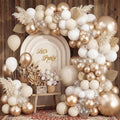 RUBFAC White and Champagne Gold Balloons Arch Kit by RUBFAC