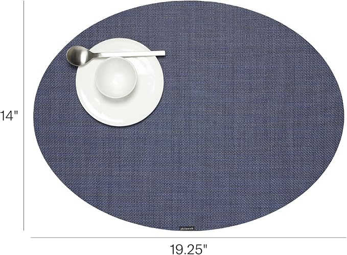 Chilewich Mini Basketweave Placemats, Woven Oval Placemats Set of 4 | Reusable - Image 2