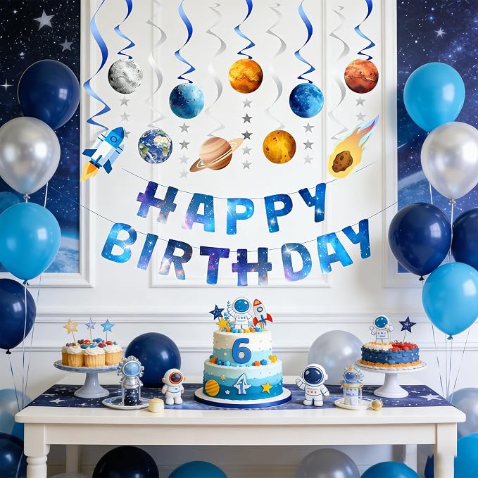 Outer Space Party Decorations, Happy Birthday Galaxy Banner, Solar System - Image 3