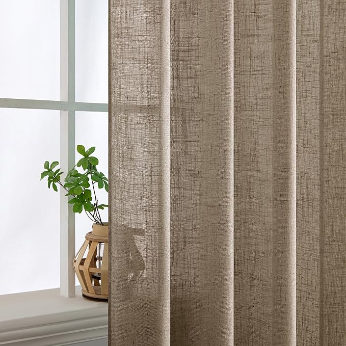 MIULEE Taupe Grey Linen Curtains 52x108 Inches Long 2 Panels - Image 5