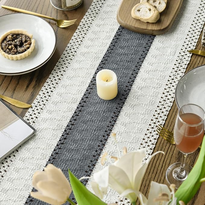 Artoid Mode Dark Grey Farmhouse Rustic Table Runner 12x60 Inch | Seasonal - Image 4