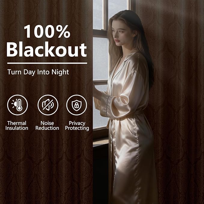 DWCN 100% Blackout Curtains for Bedroom 84 Inch Length - Image 2