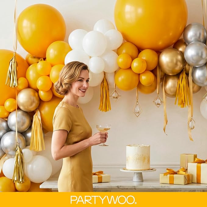 PartyWoo Yellow Mustard Yellow Balloons 155pcs Different Sizes | 18 12 10 5 - Image 9