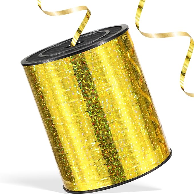 600 Yards Shiny Gold Curling Ribbon 1/5‘’ Shiny Gold Balloon String by Unknown