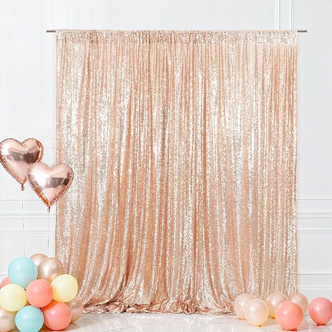 Eternal Beauty Rose Gold 3mm Sequin Backdrop 8x10 Ft by EternalBeauty