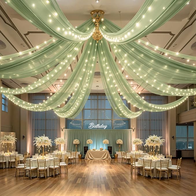 6 Panels Green Ceiling Curtains - Image 5