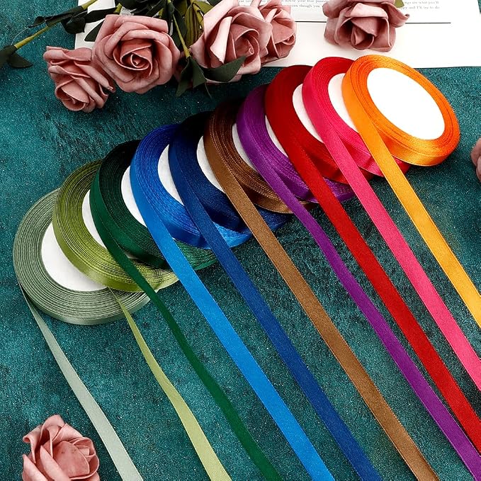 Assorted Ribbons for Flower Bouquet 10 Rolls 250 Yards 3/8 Inch Ribbon for Gift - Image 4