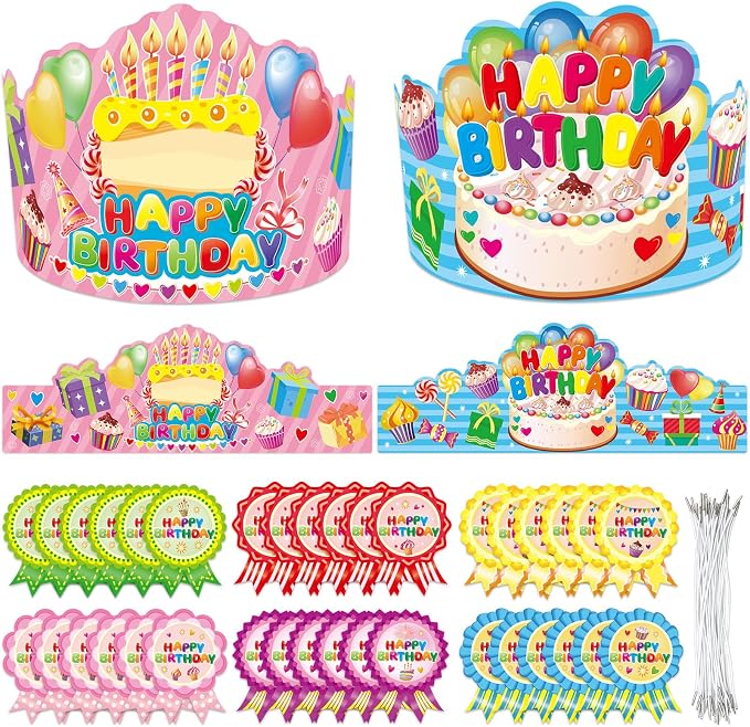 WorldBazaar Birthday Crowns for Kids Classroom 36 Pack | Happy birthday hats by WorldBazaar