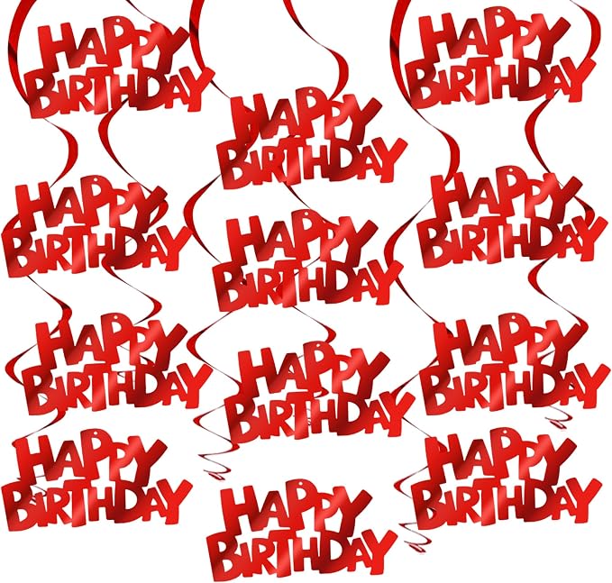 BEISHIDA 12 Pcs Happy Birthday Hanging Swirl Decorations by Beishida
