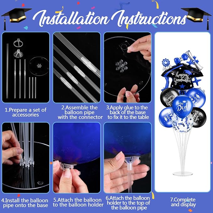 Jenaai Blue and Black 27 Pcs 2026 Graduation Balloon Centerpiece - Image 3