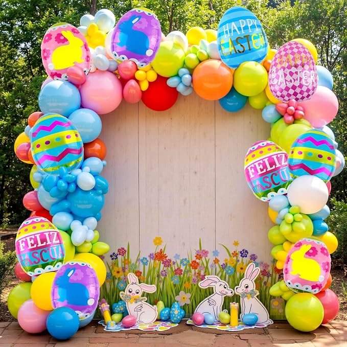 Easter Egg Balloons 10 pcs Happy Easter Egg Foil Balloon Easter Party - Image 2