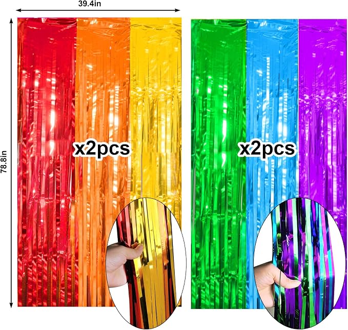 4 Packs Rainbow Foil Fringe Curtain, Baby Shower, Rainbow Party Decorations - Image 6