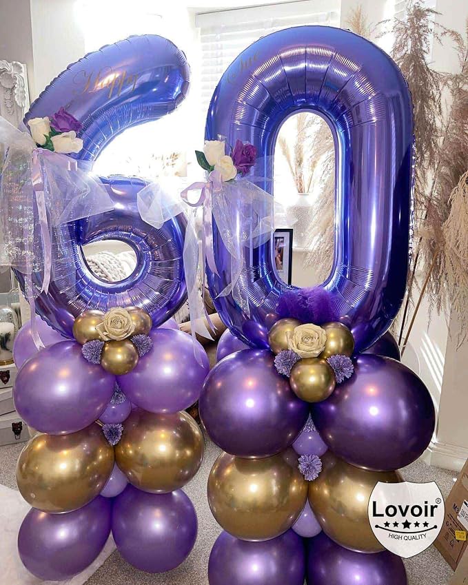 Purple Number 0 Balloons, 40 Inch Giant Number Balloons Foil Mylar Helium - Image 5