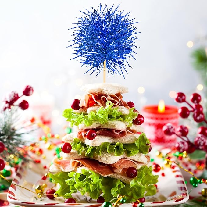 Chinco 100 Pcs Foil Firework Cupcake Toppers Sparkle Tinsel Cake Toppers Cake - Image 3