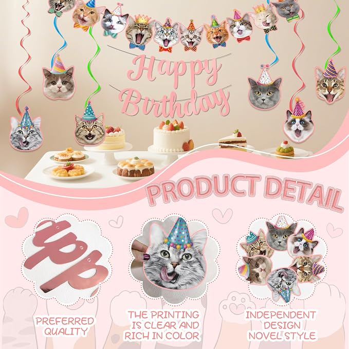 Cat Themed Birthday Party Decorations, Cat Birthday Decorations - Image 4