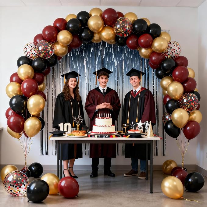 Patimate Burgundy Black Gold Balloons Set 50Pcs 12 Inch Latex Party Balloon | - Image 5