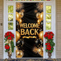 Welcome Back Door Cover Banner Decorations Black Gold Welcome Home Backdrop by Wayyogh