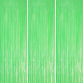 Voircoloria Pastel Green Foil Fringe Backdrop Curtains, 3 Pack | Tinsel by Voircoloria