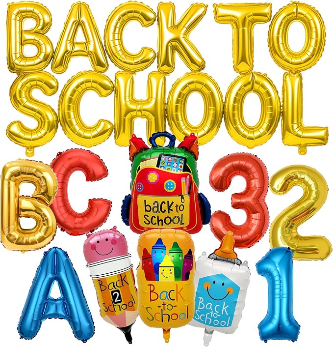 Back to School Balloons, Back to School Decorations Letter Balloons Banner | by FUDEFER