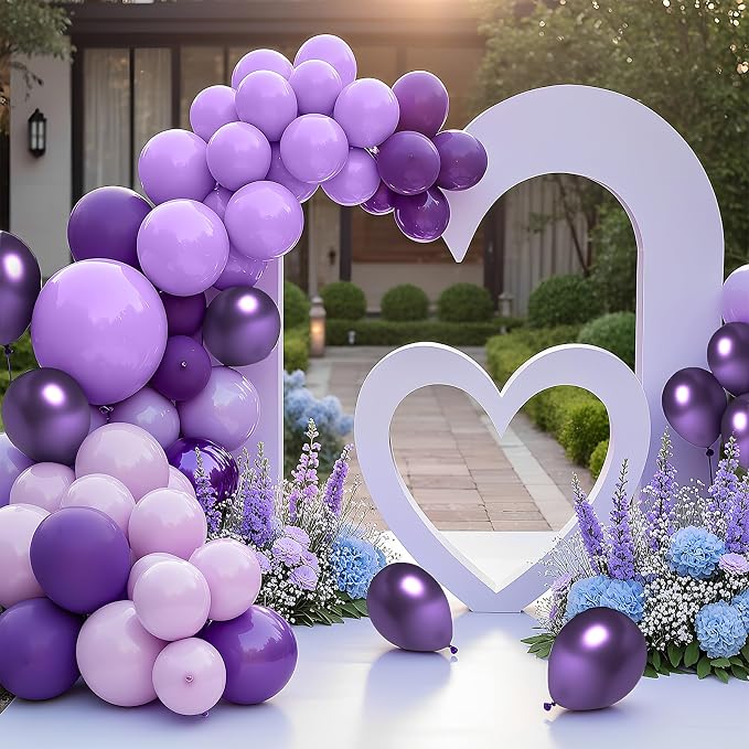 Purple Balloons 100 Pack 12 inch Extra Thick Metallic Pastel Dark Purple Party - Image 5