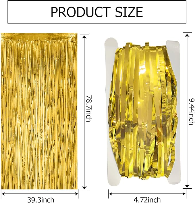 10 Pack Gold Fringe Curtain Backdrop Tinsel Streamers Birthday Party - Image 7