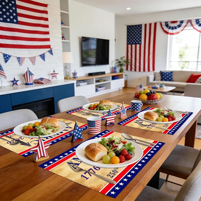 50Pcs Patriotic Paper Placemats Disposable 11x16 Inch Vintage Table Mats | - Image 5