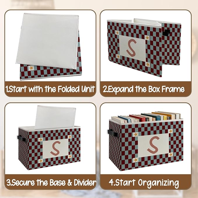 Letter S Checkered Foldable Storage Bins Box - Image 4