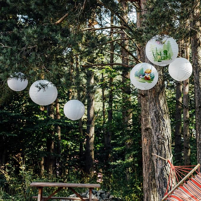21Pcs White Paper Lanterns, 4-10in Hanging Decor - Image 7