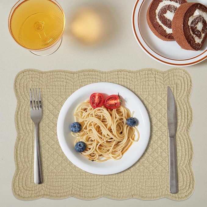 HOMBYS Quilted Placemats Set of 6 Washable-13x18 inches Rectangular Placemats - Image 4