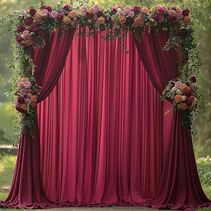 ESGOTBME 30x10ft Wrinkle Free ‌Burgundy Backdrop Curtain - Image 5