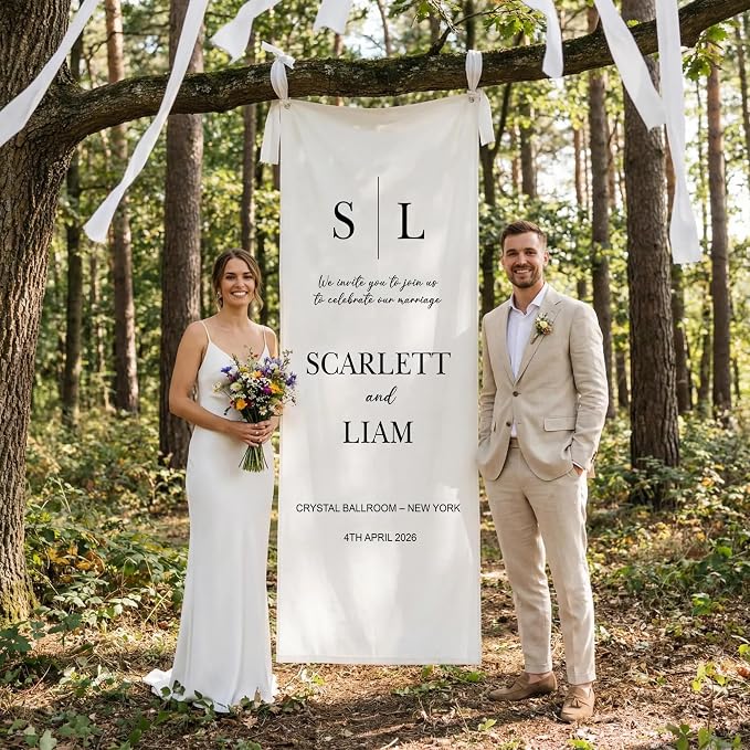Personalized Wedding Welcome Banner Linen Fabric - Image 3