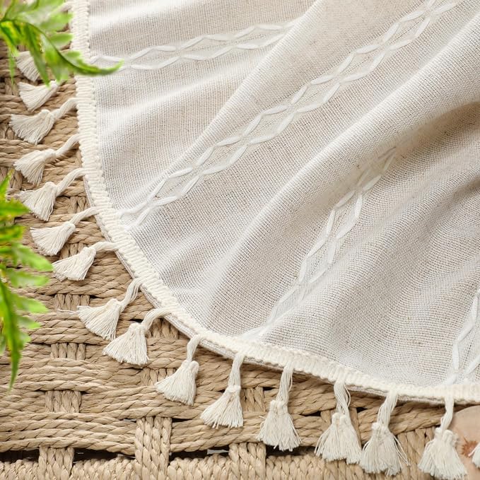 80% Boho Blackout Curtains 96 Inch Linen Blend Drapes 2 Panels | Vintage - Image 4