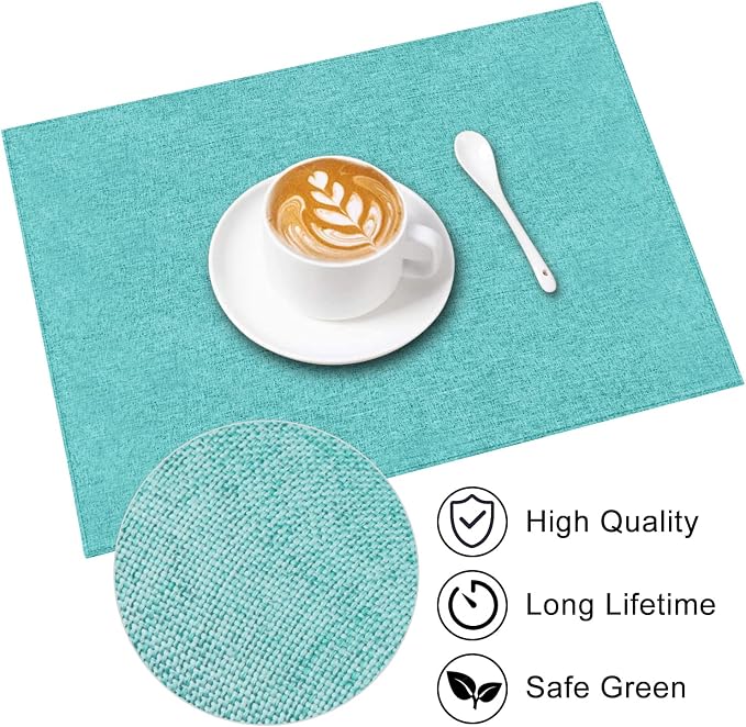 Cloth Placemats Set of 6, Cotton Linen Blend Machine Washable Durable Linen - Image 6