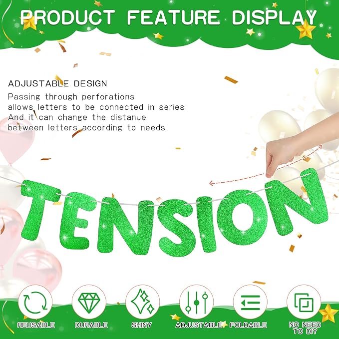 Retirement Banner Pre-Strung GOODBYE TENSION HELLO PENSION Banner Glitter - Image 3