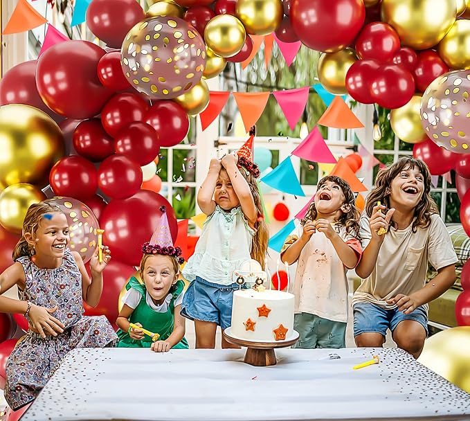 Burgundy Gold Balloons Arch Garland Kit-123Pcs Metallic Confetti Balloons - Image 6