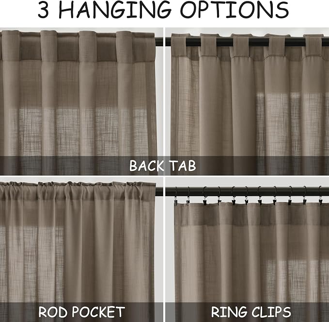 Dark Taupe Flax Linen Curtains 90 Inches Long - Image 3
