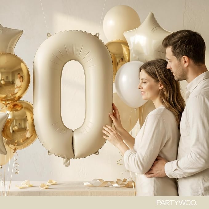 PartyWoo Number Balloons 40 Inch White Number 0 Kit 25pcs - Image 9