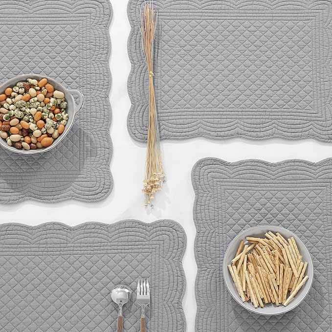 HOMBYS Quilted Placemats Set of 6 Washable-13x18 inches Rectangular Placemats - Image 6