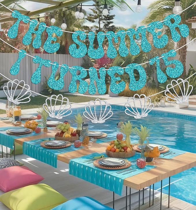 The Summer I Turned 15 Banner, Summer Beach Themed 15th Birthday Party - Image 6