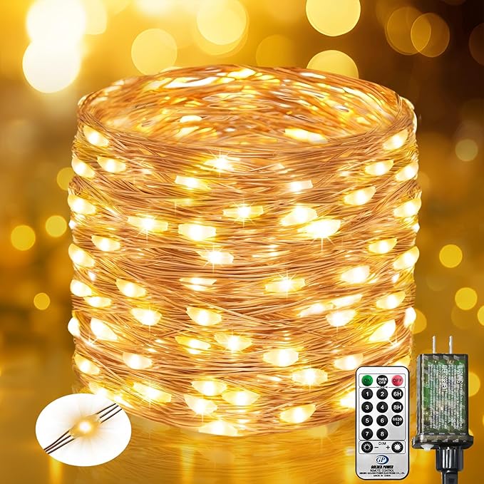 btfarm Fairy Lights Plug in with Remote, 660FT 2000 LED Outdoor Twinkle Lights Waterproof with Timer, 8 Modes Indoor String Lights for Bedroom Patio Garden Wedding Christmas Decoration, Warm White
