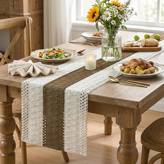 Artoid Mode Coffee Farmhouse Rustic Table Runner 12x108 Inch | Seasonal Holiday - Image 5