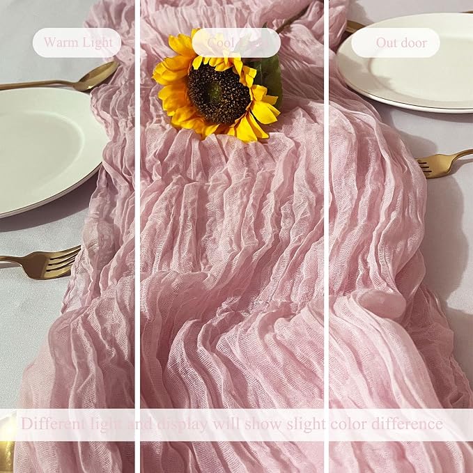 12Pack Light Pink Cheesecloth Table Runner 20x120inch Gauze Table Runners | - Image 7
