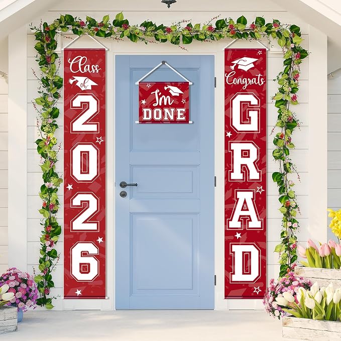 Moukeren 3 Pieces 2026 Graduation Party Decorations Graduation Porch Sign Class - Image 4