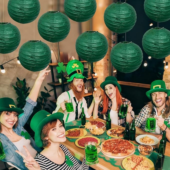 Christmas Green Paper Lanterns Hanging Ceiling Round Lanterns Indoor 10in | - Image 9