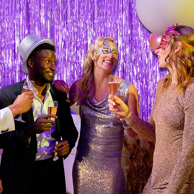 10 Pack Purple Backdrop Tinsel Streamers Foil Fringe Backdrop Halloween Party - Image 2