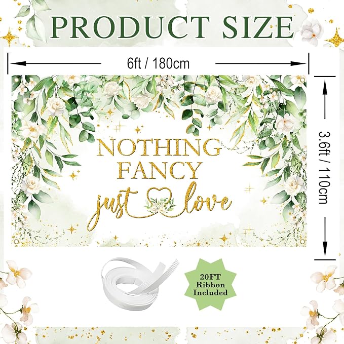Avezano Nothing Fancy Just Love Banner Sage Green Bridal Shower Decorations - Image 4