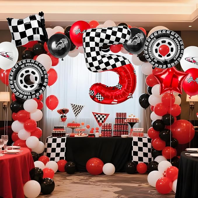 1 pack racing theme 40-inch digital foil balloon, featuring black and white - Image 3