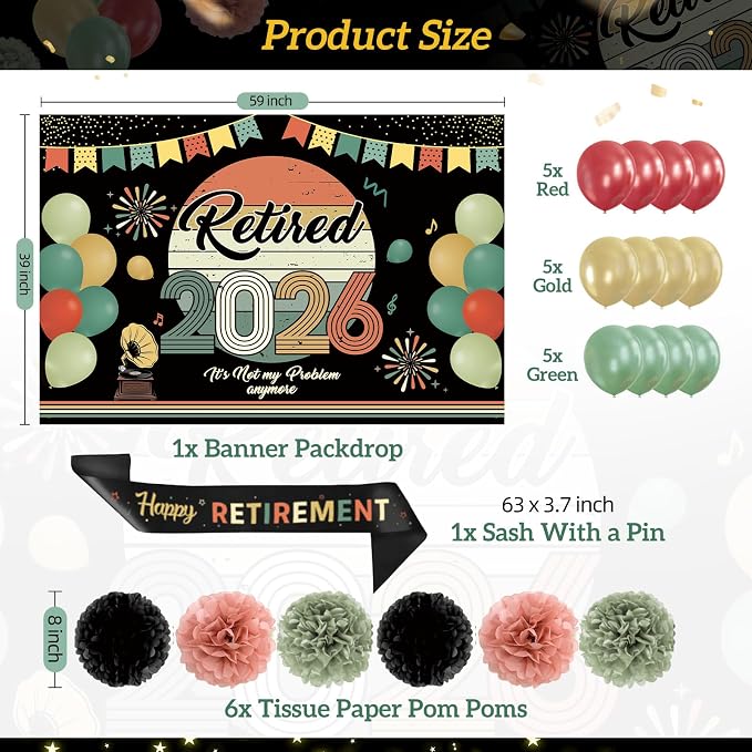 51Pcs Retirement Party Decorations - Image 4