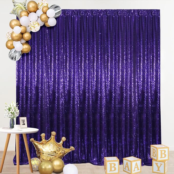 SquarePie 6x6ft Purple Sequin Backdrop, High Density Non-Transparent Glitter - Image 8